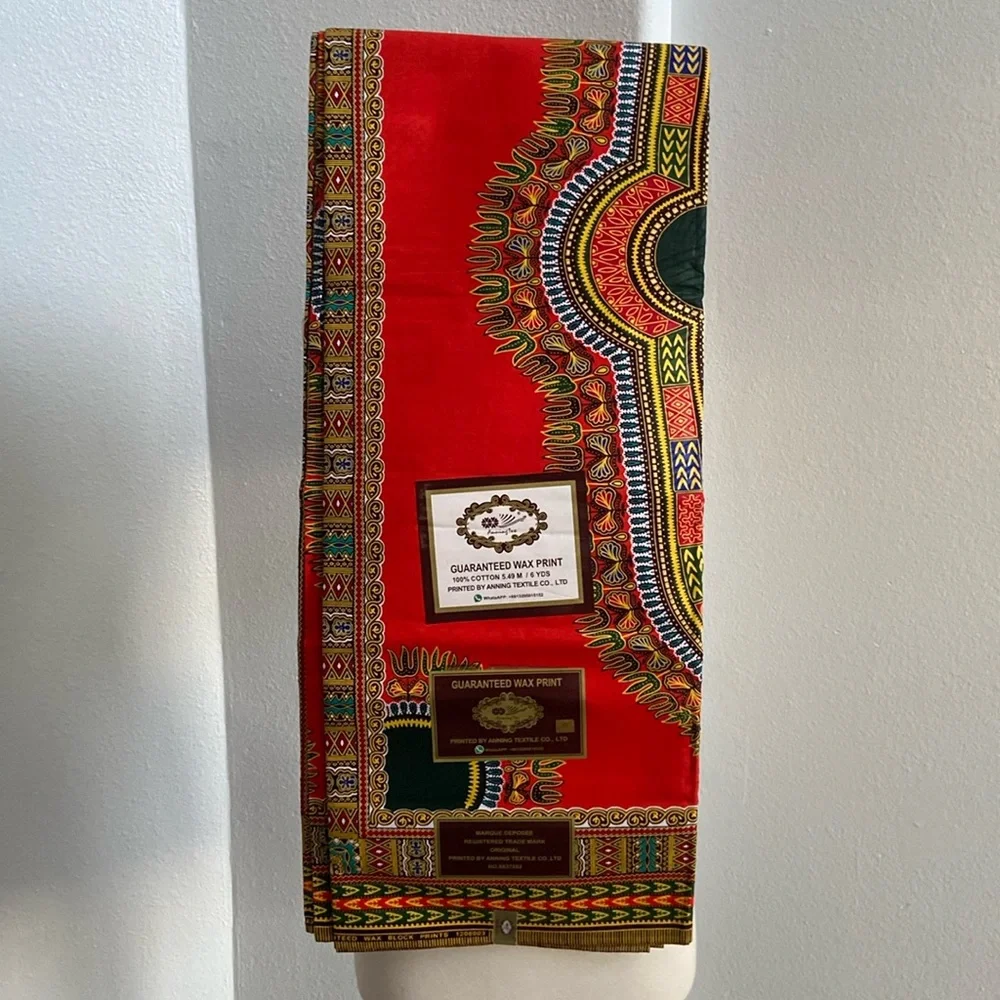African‎ Print Dashiki Textile 100% Waxed Cotton 6 Yards NEW